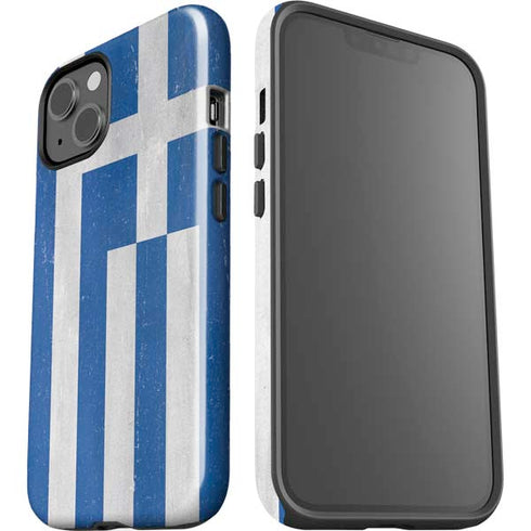 Greece Flag Distressed iPhone 15 Plus Impact Case